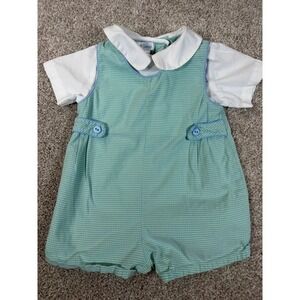 Petit Pomme Romper Shortall Gingham 9 Months Unisex Peter Pan Collar